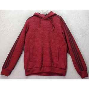 adidas Hoodie Men's Medium Maroon Long Raglan Sleeve Drawstring Pockets Pullover